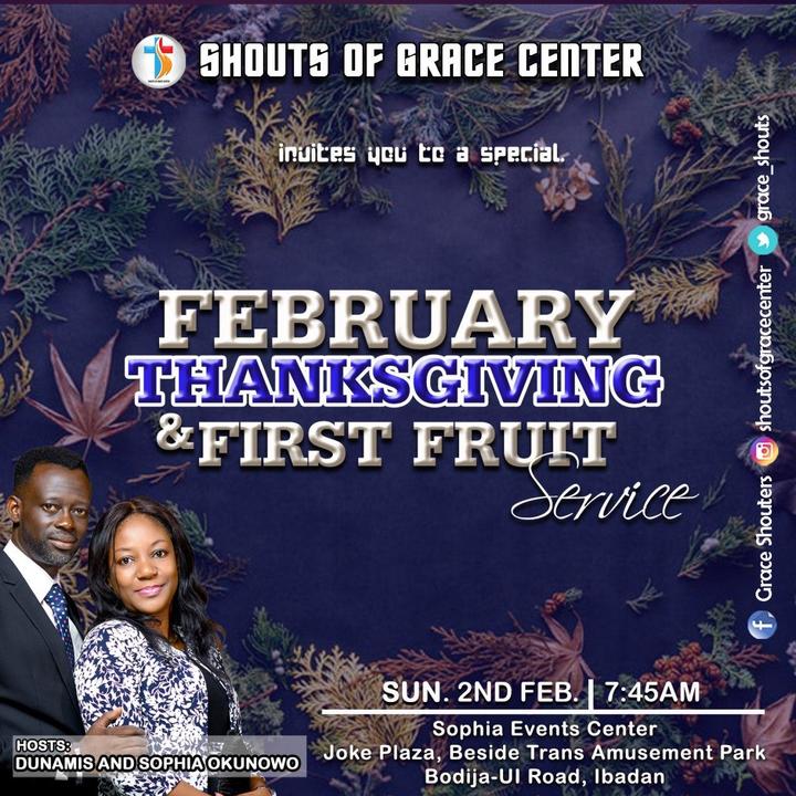 Sun. Feb 2 - 7:45 am - First Fruit and Thanksgiving Service at SGC